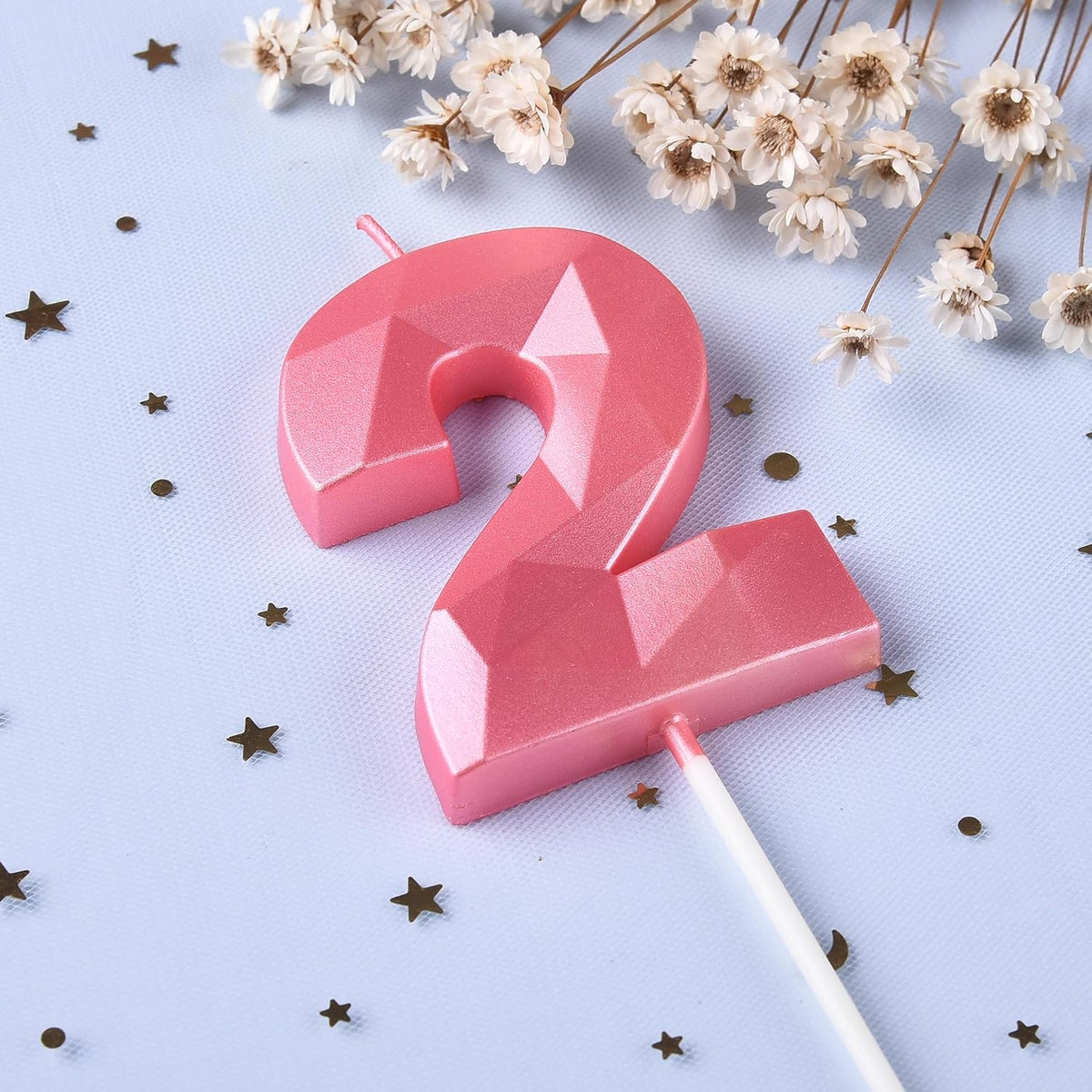 PHD CAKE 2.76 Inch Crystal Pink 2 Number Birthday Candles, Pink Number Candles, Cake Number