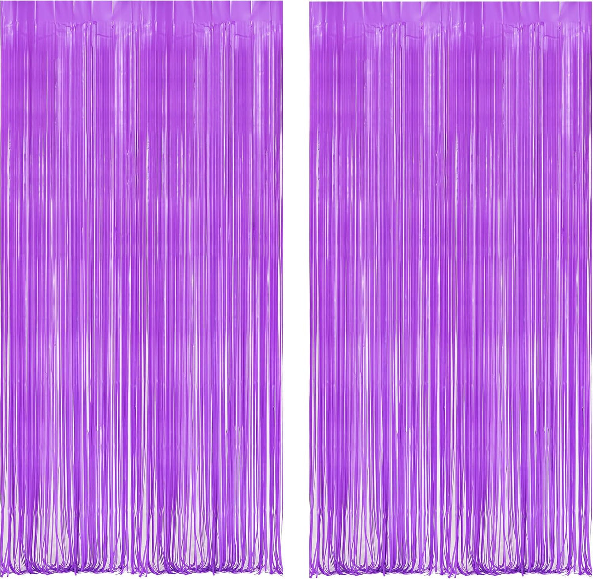 BRAVESHINE Tinsel Photo Backdrop Curtains - 2Pcs 3.2x8.2ft Pastel Purple Foil Fringe Streamer