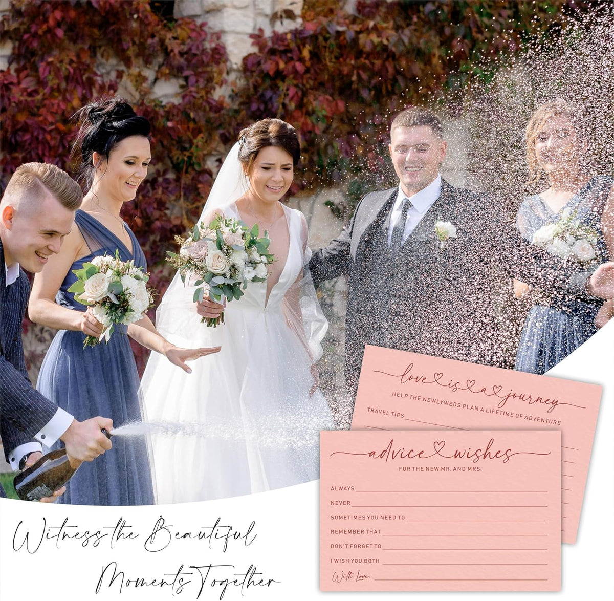 Wedding Advice Cards -Pack Of 30 Wishes For The New Mr & Mrs Wedding,Love Is A Journey Cards