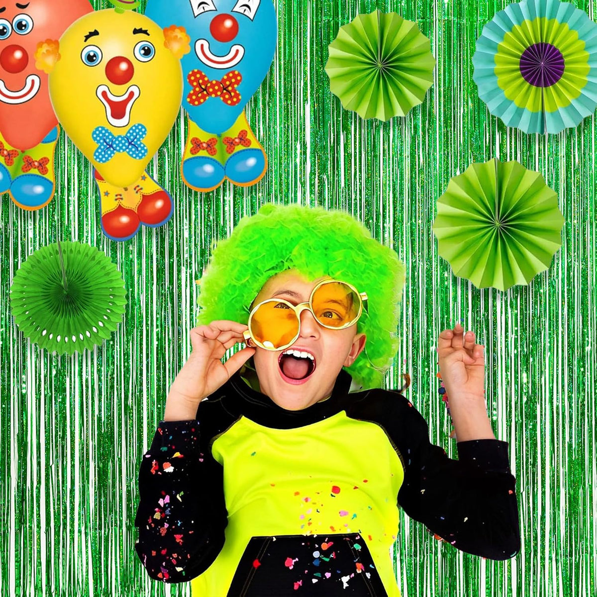 Green Tinsel Curtain Party Backdrop - GREATRIL Foil Fringe Streamers for St Patrick’s