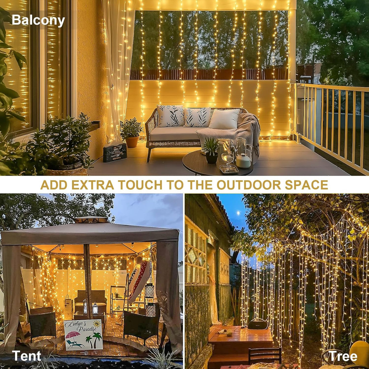 JMEXSUSS 300 LED Remote Control Christmas Curtain Lights, Plug in Fairy Curtain Lights Outdoor