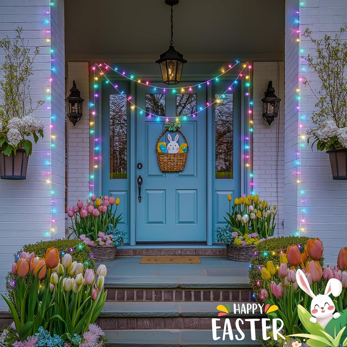 JMEXSUSS Easter Lights Clear Wire Outdoor Indoor, 168ft 600 LED Multicolor Easter String Lights