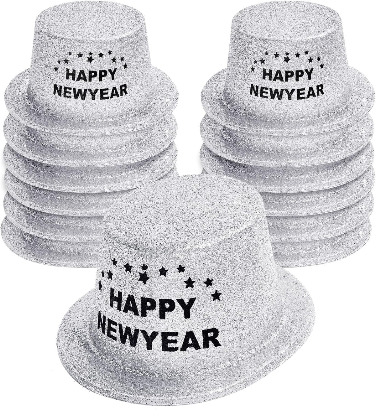 Hillban 12 Pcs Top Hats Halloween Glitter Plastic Retro Disco Party Hats for Halloween Magician