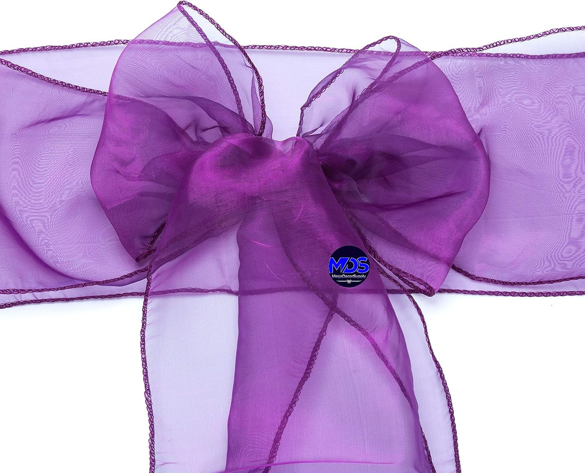 MDS Pack of 50 PCS Organza Chair Sashes Wider Dining Chair Bows Ribbon Tie Back for Wedding Party