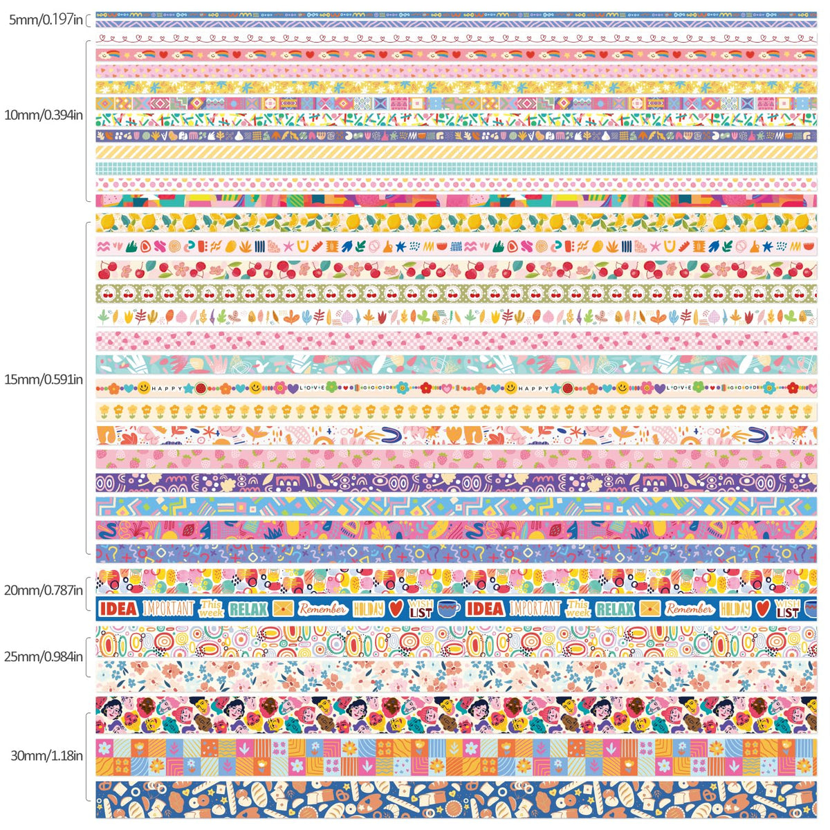 emmoolife 35 Rolls Washi Tape Set, Colorful Cute Floral Writable Decorative Tapes for Scrapbooking