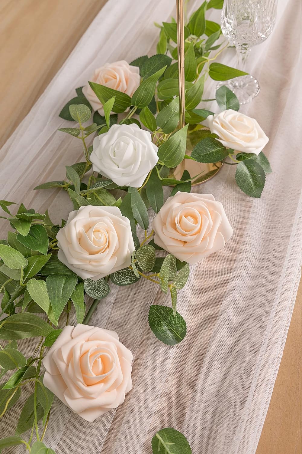 N&T NIETING Artificial Flowers, 25Pcs Fake Rose Flowers Roses for DIY Wedding Bouquets Centerpieces