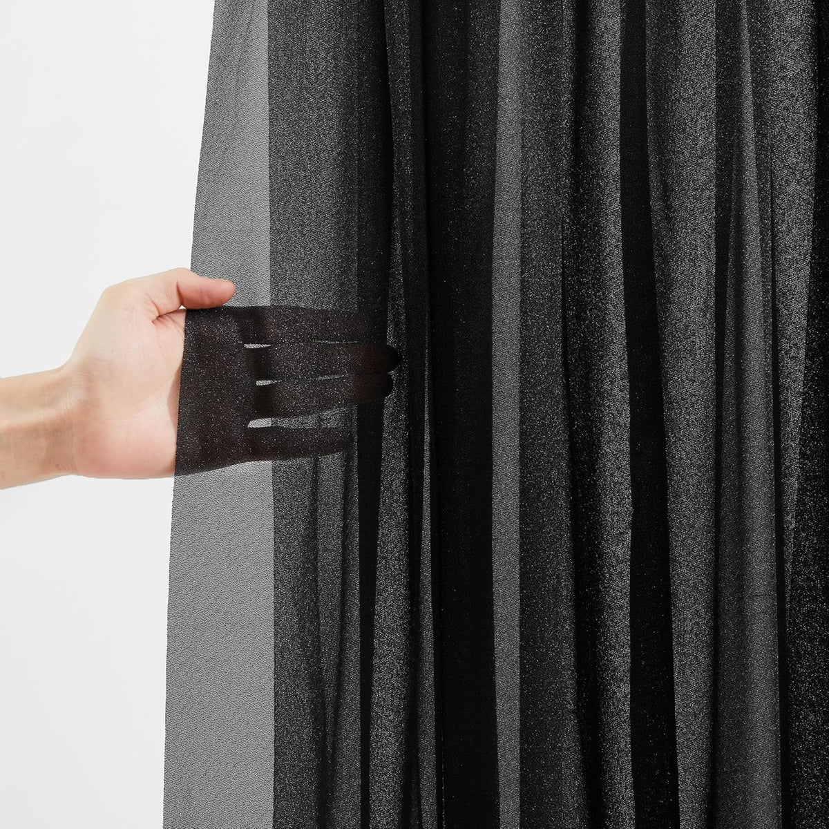 Black Wedding Arch Draping Fabric 2 Panels 30'' x 20FT Black Drapes Sheer Fabric Backdrop Arch