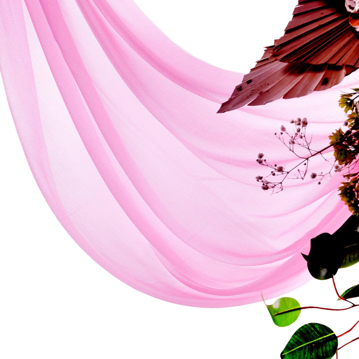 VDS Pack of 2 Panel (30 Inch X 30 Feet) Wedding Arch Draping Fabric Sheer Chiffon Fabric Drapery