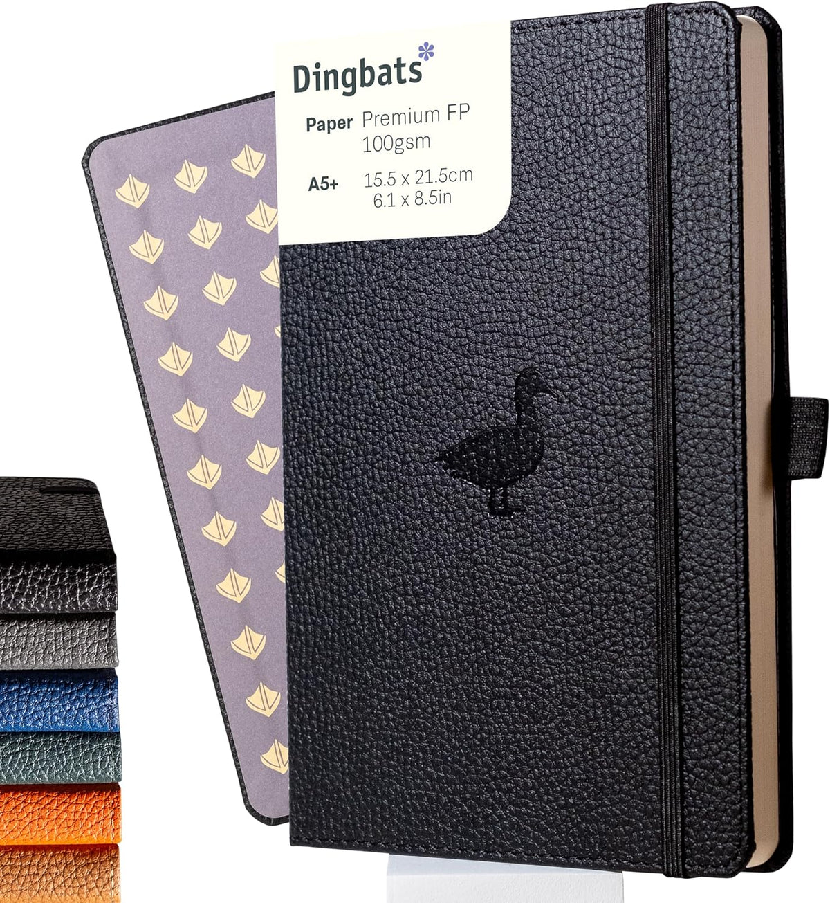 Dingbats* Wildlife Plain Writing Journal Notebook A5 - Vegan Leather Hardcover - Ideal for Work
