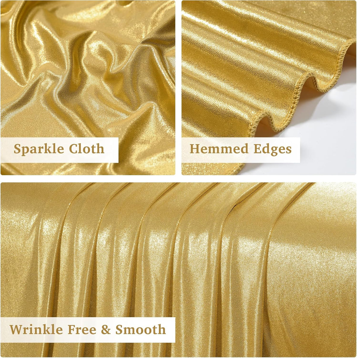 40ftx10ft Gold Sequin Backdrop Curtain Panels for Parties, Wrinkle Free Glitter Photo Backdrop