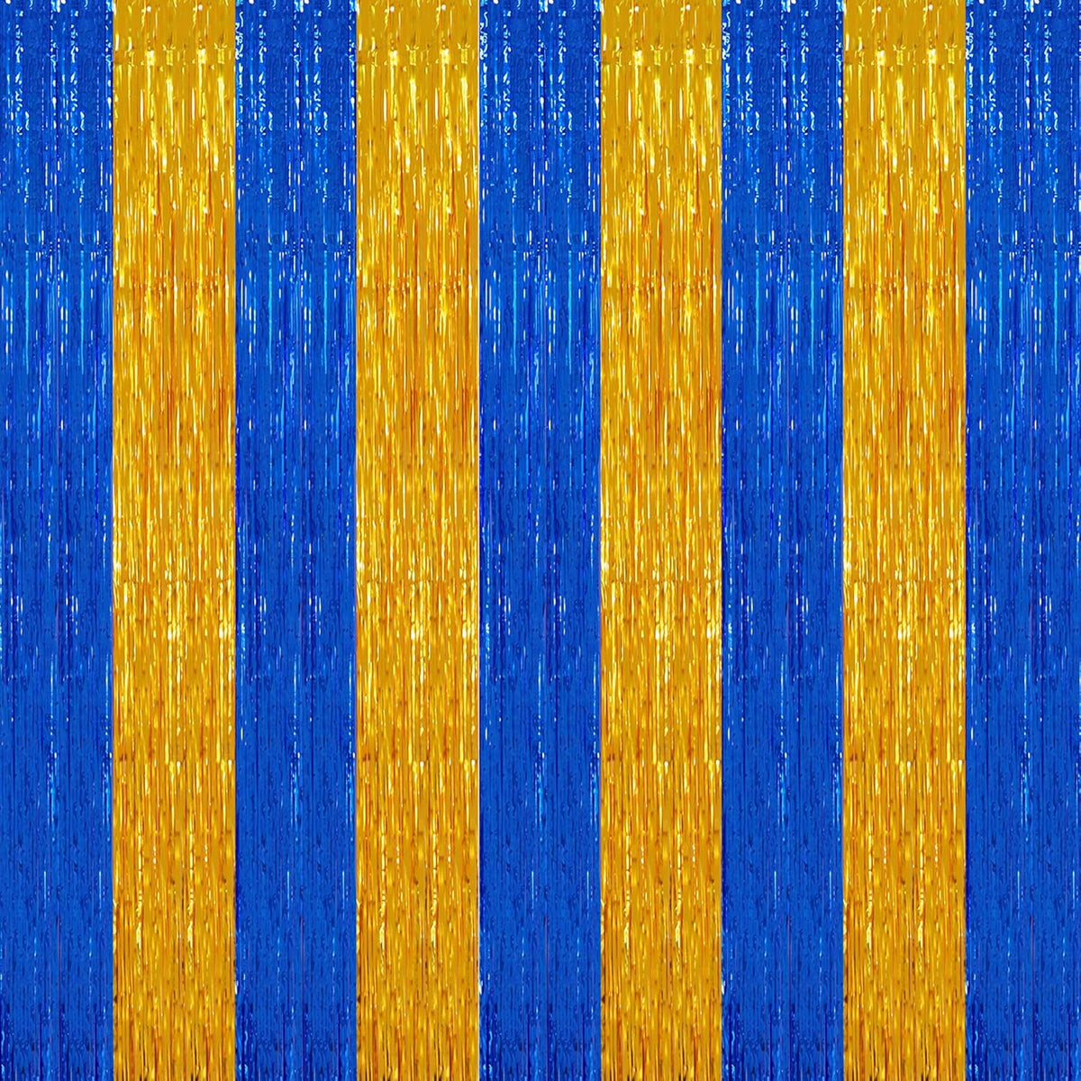 TONIFUL 2Pcs Blue Gold Door Streamers,Green Photo Booth Backdrop,Metallic Streamers Green Foil