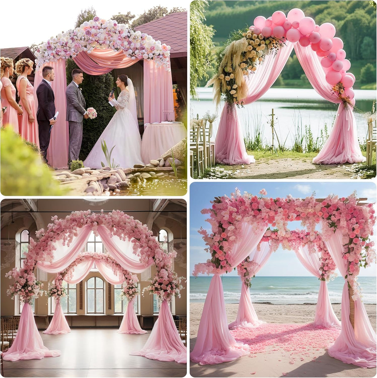 Wedding Arch Draping Fabric 2 Panels 28.7" x 20FT Blush Pink Sheer Chiffon Backdrop Drapes for