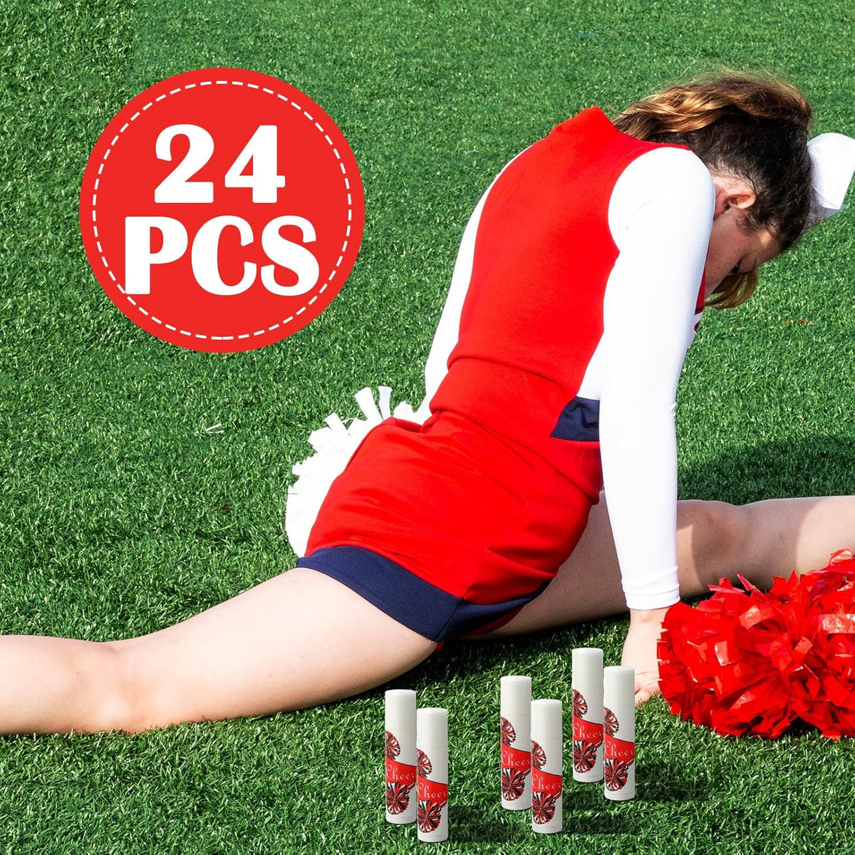 24 Pcs Cheer Lip Balm Cheer Teams Camp Gifts Pom Pom Leaders Party Favors Gear Lip Balm Mom Gift