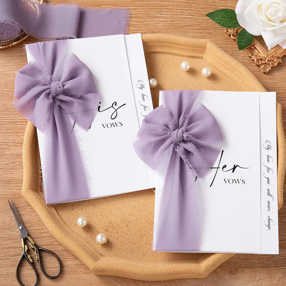 DORIS HOME Pastle Purple Chiffon Ribbon for Flower Bouquet, 2" x21Yd Fabric Ribbon for Gift