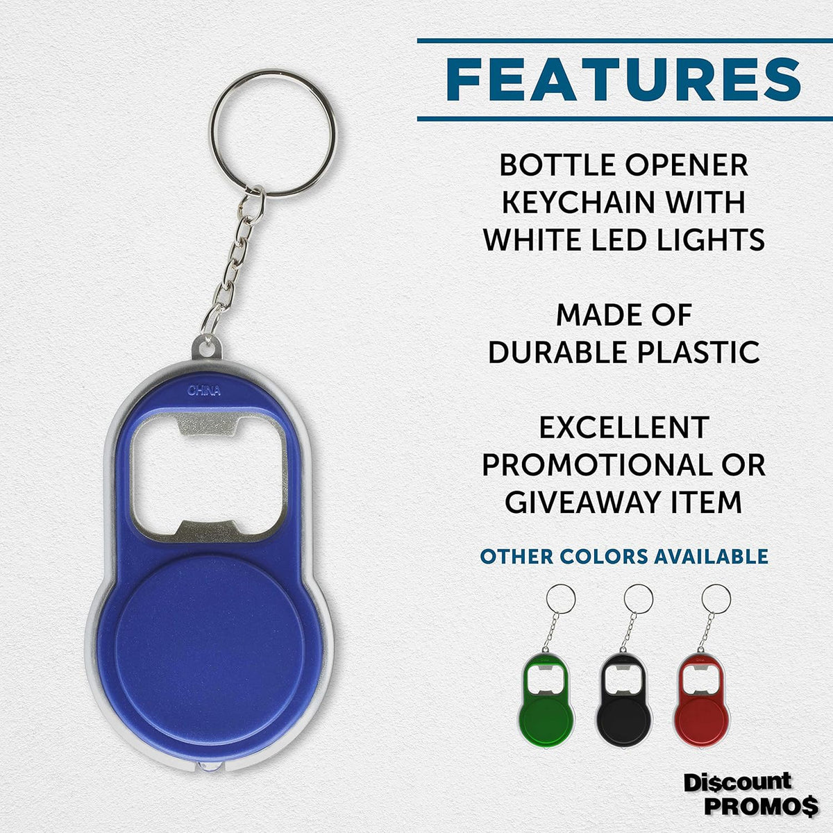 Bottle Opener & LED Keychains Set of 10, Bulk Pack - Perfect for Tradeshows, Party Favors, Other