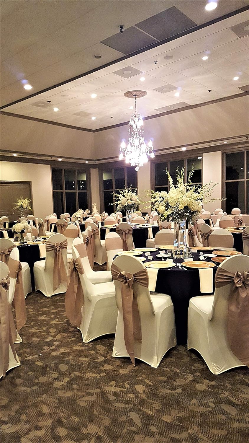 Obstal 10 PCS Burgundy Satin Chair Sashes Bows for Wedding Reception- Universal Chair Cover Back