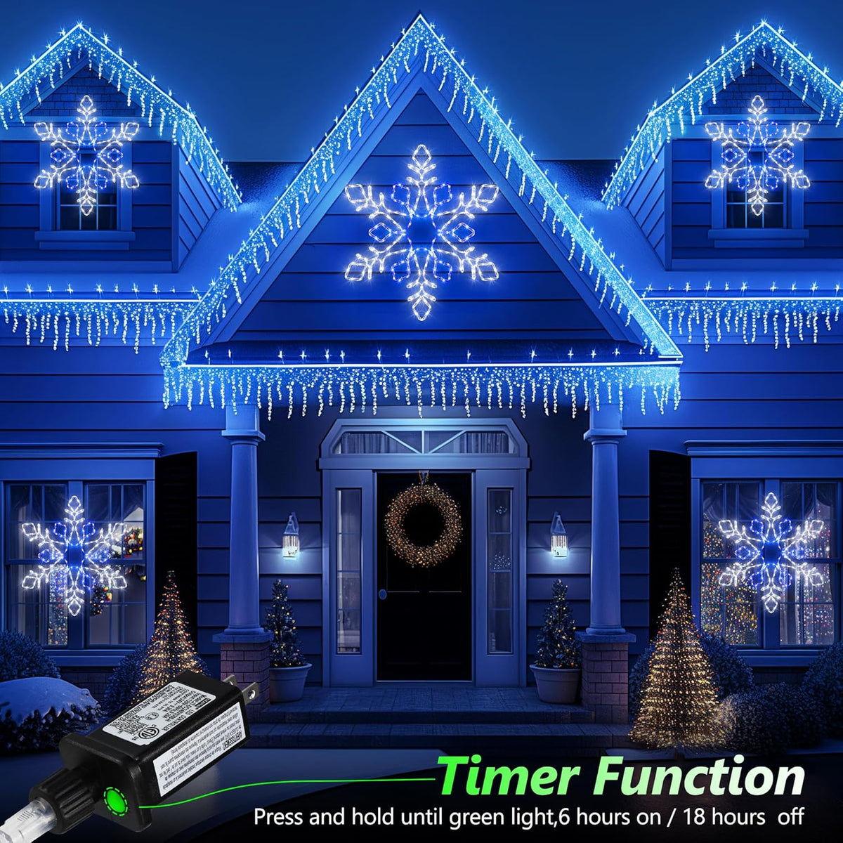 Christmas 35'' Snowflake Lights Decoration - Outdoor Waterproof Christmas Lights Super-Bright White