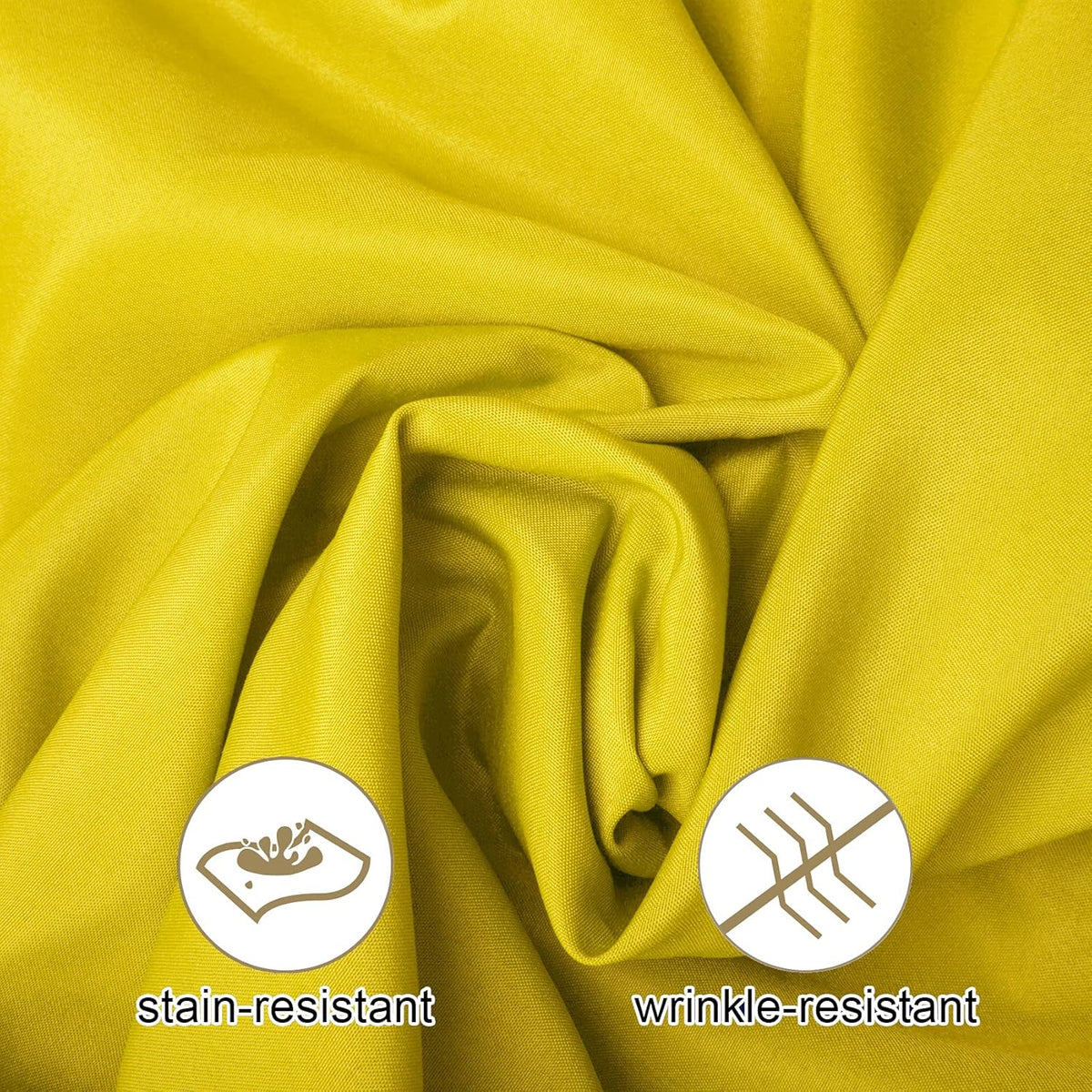 Ascoza 2pack 132 Inch Yellow Round Tablecloth in Washable Polyester Fabric for