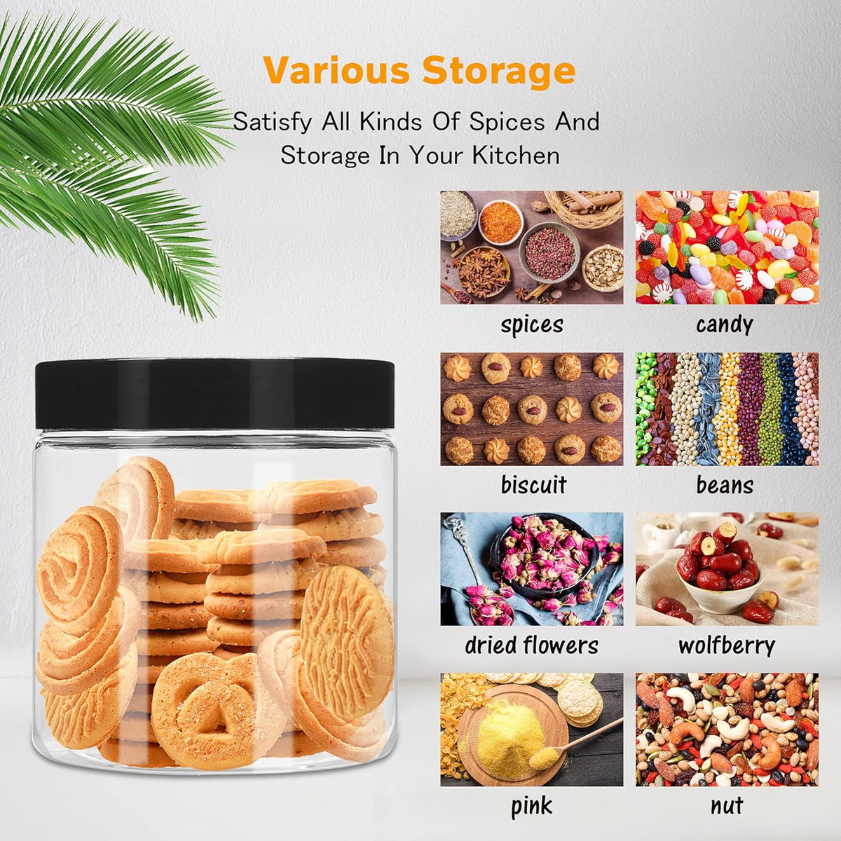 Plastic Jars with Lids 8 oz & 14 oz 24Pcs Clear Plastic Slime Storage Jars Containers with Airtight