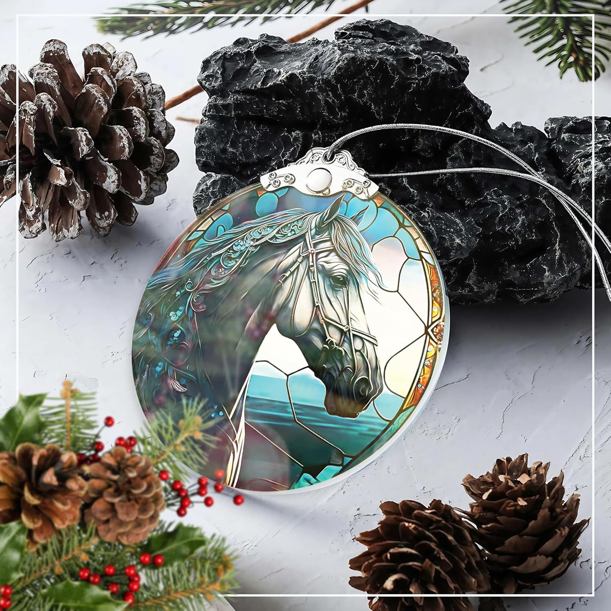 Stained Glass Effect Ornament, Women’s Christmas Keepsake, Funny White Elephant Idea, Holiday
