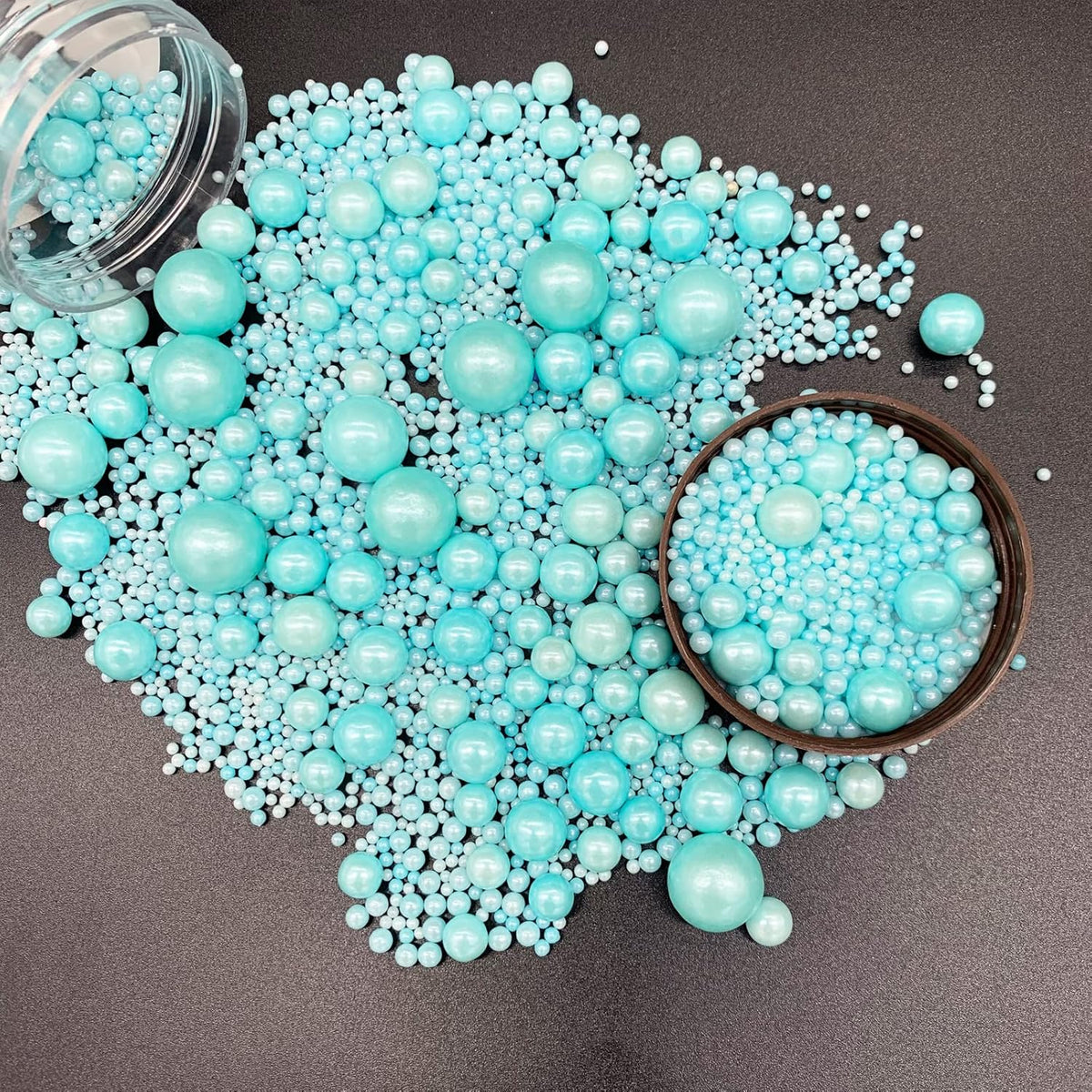Weraru Edible Blue Pearl Sugar Sprinkles Candy Mixing Size Baking Edible Cake Decorations Cupcake
