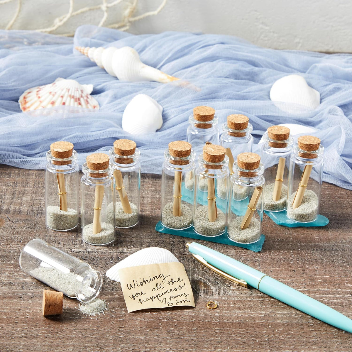 Bright Creations 48 Pack 10ml Create A Message In A Bottle Kit, Bulk Small Glass Cork Bottles with