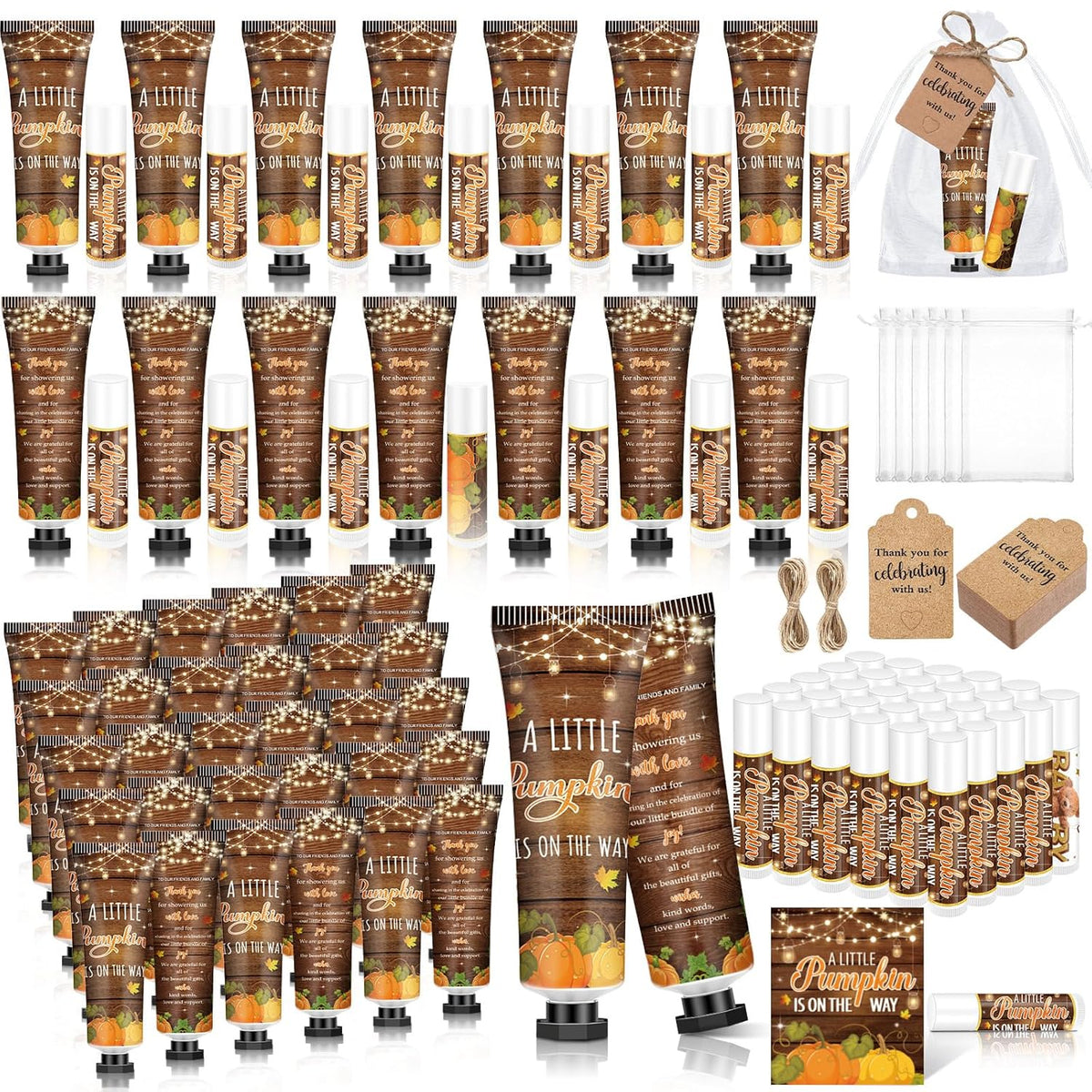50 Sets 200 Pcs Baby Shower Hand Lotion and Lip Balm Gift Theme Baby Shower Party Favors Travel