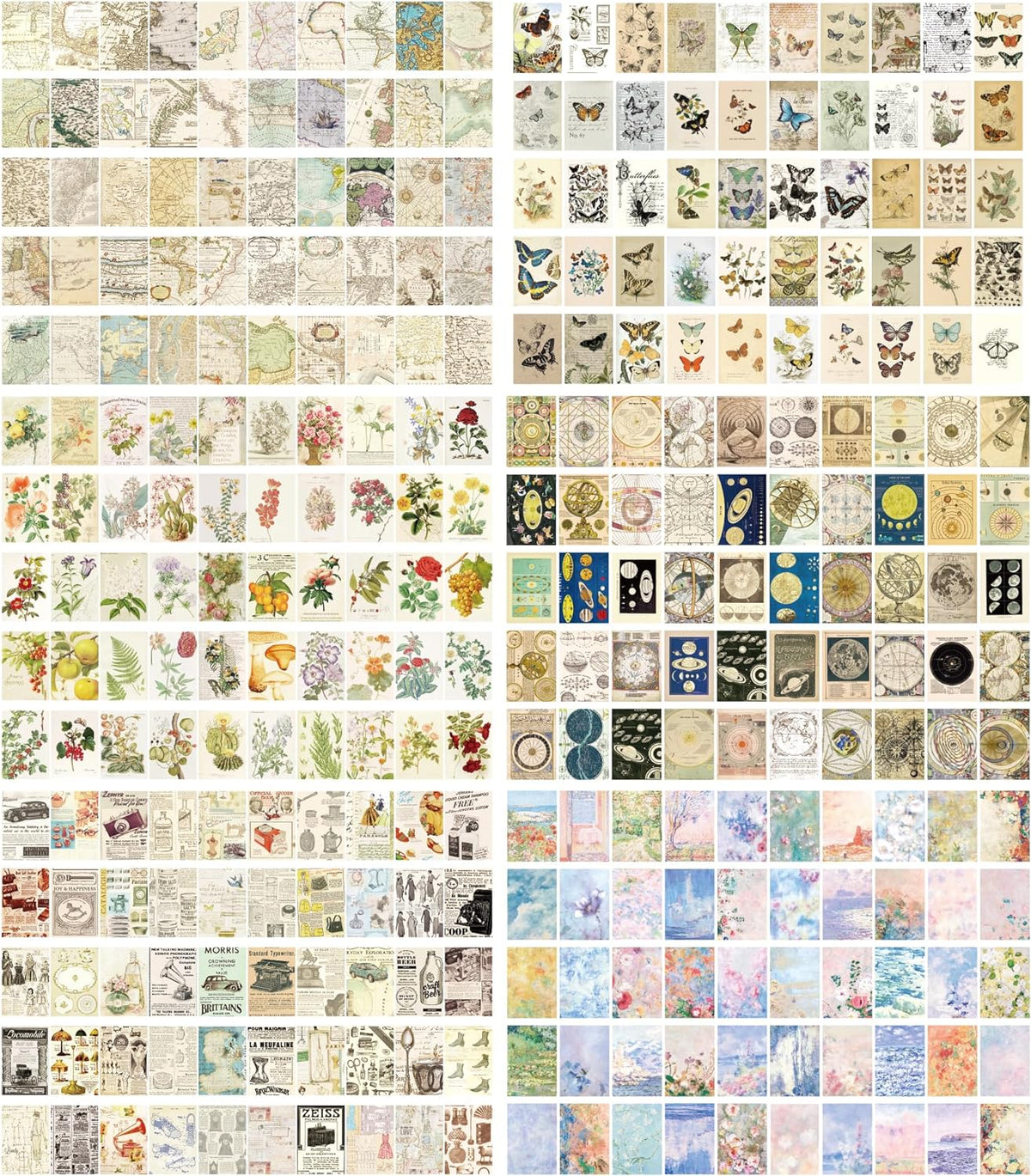6 Sets 300 Pcs Washi Stickers Set Vintage Aesthetic Sticker Book for Journaling Decorative