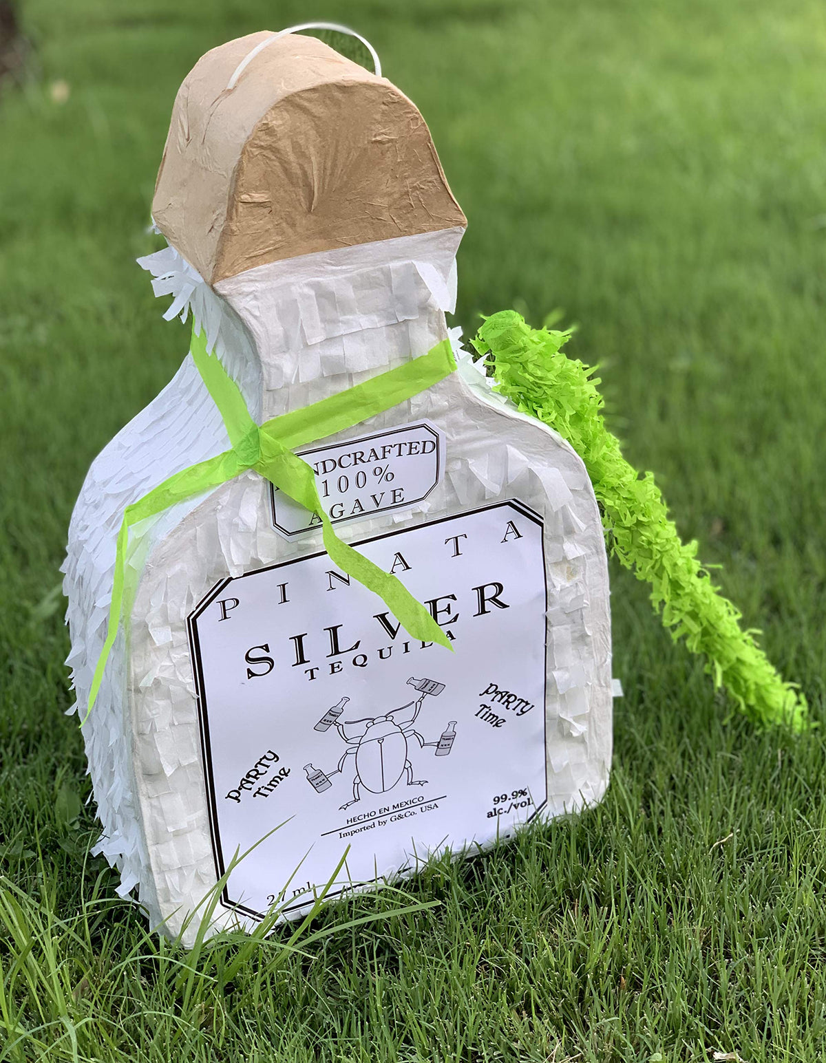 Jergrim White Tequila Bottle Piñata 4-piece set, 16x11x3 inches, Perfect for Party Decorations