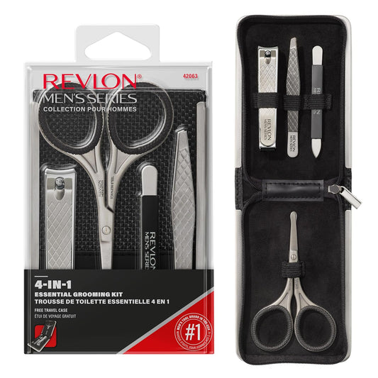 Revlon Men's Grooming Kit, 5-Piece Travel Essentials Set, Includes Nail Clippers, Scissors, File