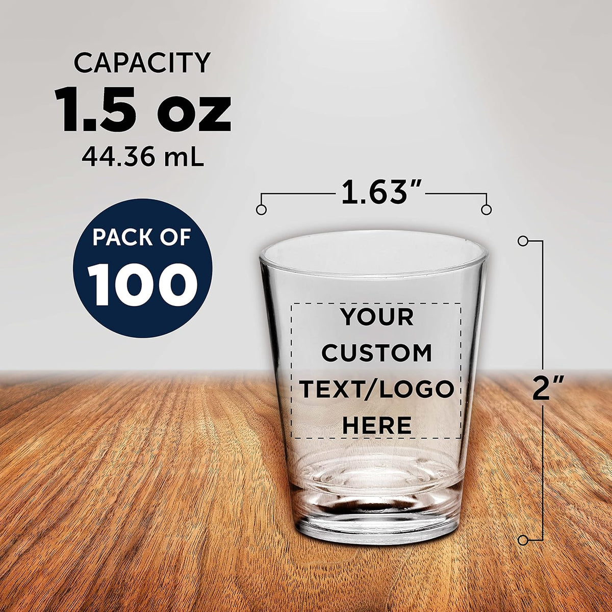 Custom Translucent Plastic Shot Glasses 1.5 oz. Set of 100, Personalized Bulk Pack - Acrylic, Great