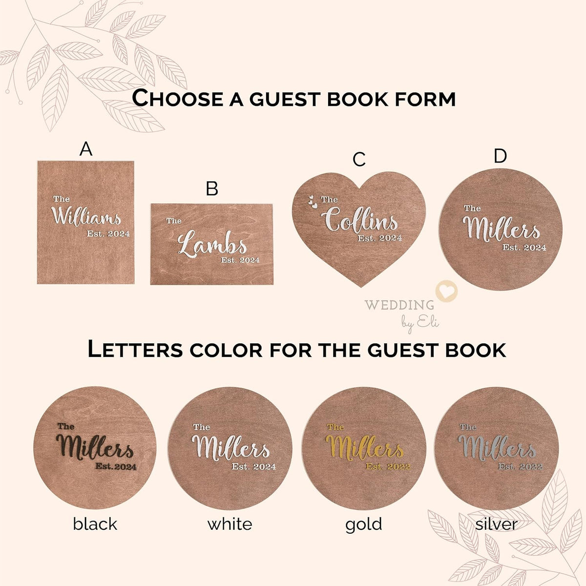 Wedding Guest Book Alternative, Medium - 16.1 inches (41 cm), Wooden Wish Book Circle, Unique Guest