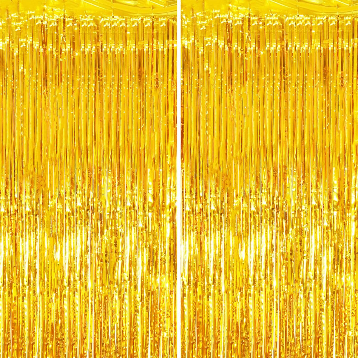 2 Pack Gold Tinsel Foil Fringe Curtains, Gold Party Decorations, Metallic Tinsel Party Streamers