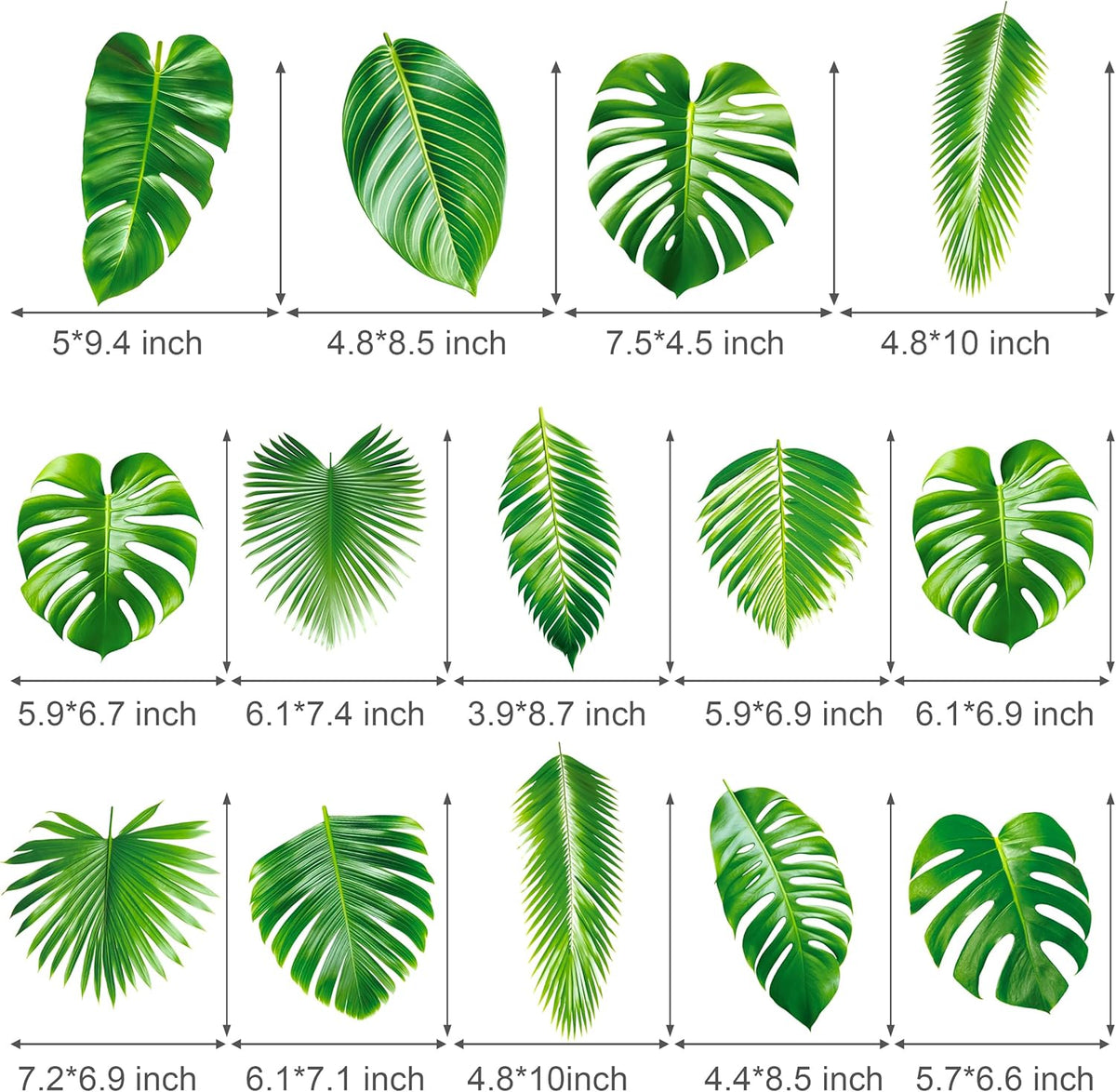 14pcs Palm Leaf Centerpiece Sticks Tropical Party Decorations for Table Green Leaves Theme