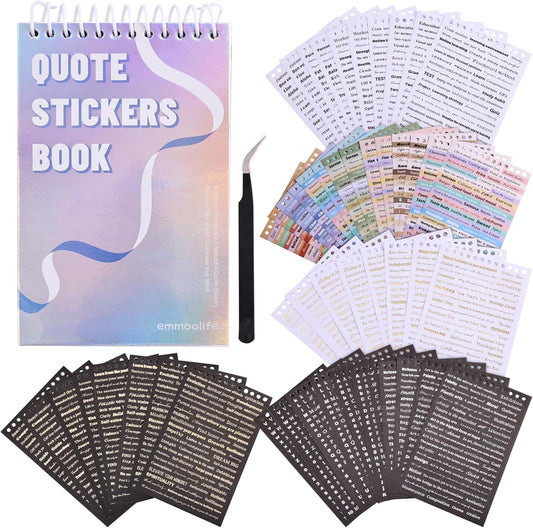 3000+ Pcs Word Stickers for Journaling, 50 Sheets Gold Foil Art Scrapbook Quote Stickers for Junk