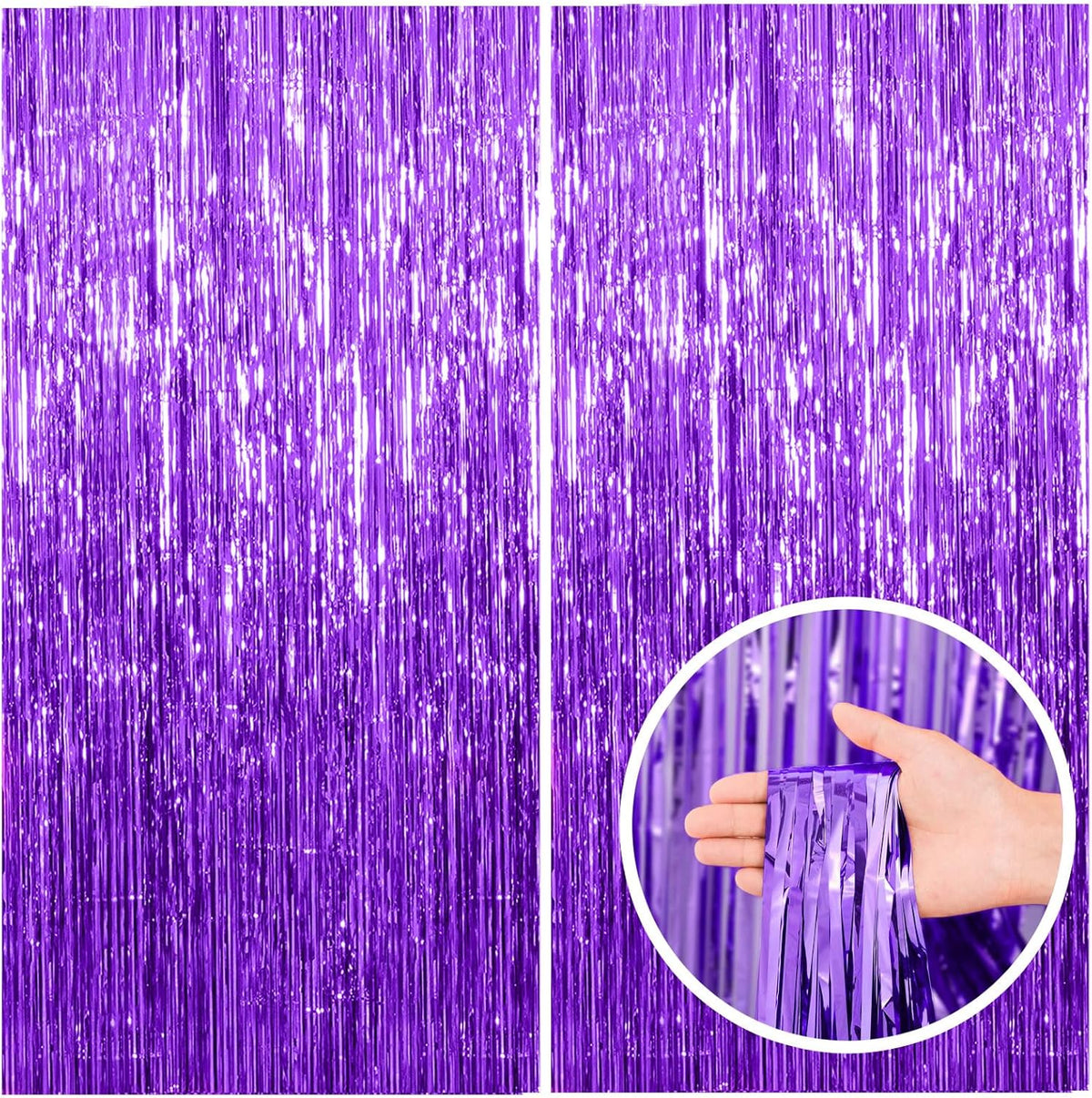 2 Pack Purple Backdrop Tinsel Streamers Foil Fringe Backdrop Halloween Party Decorations Purple