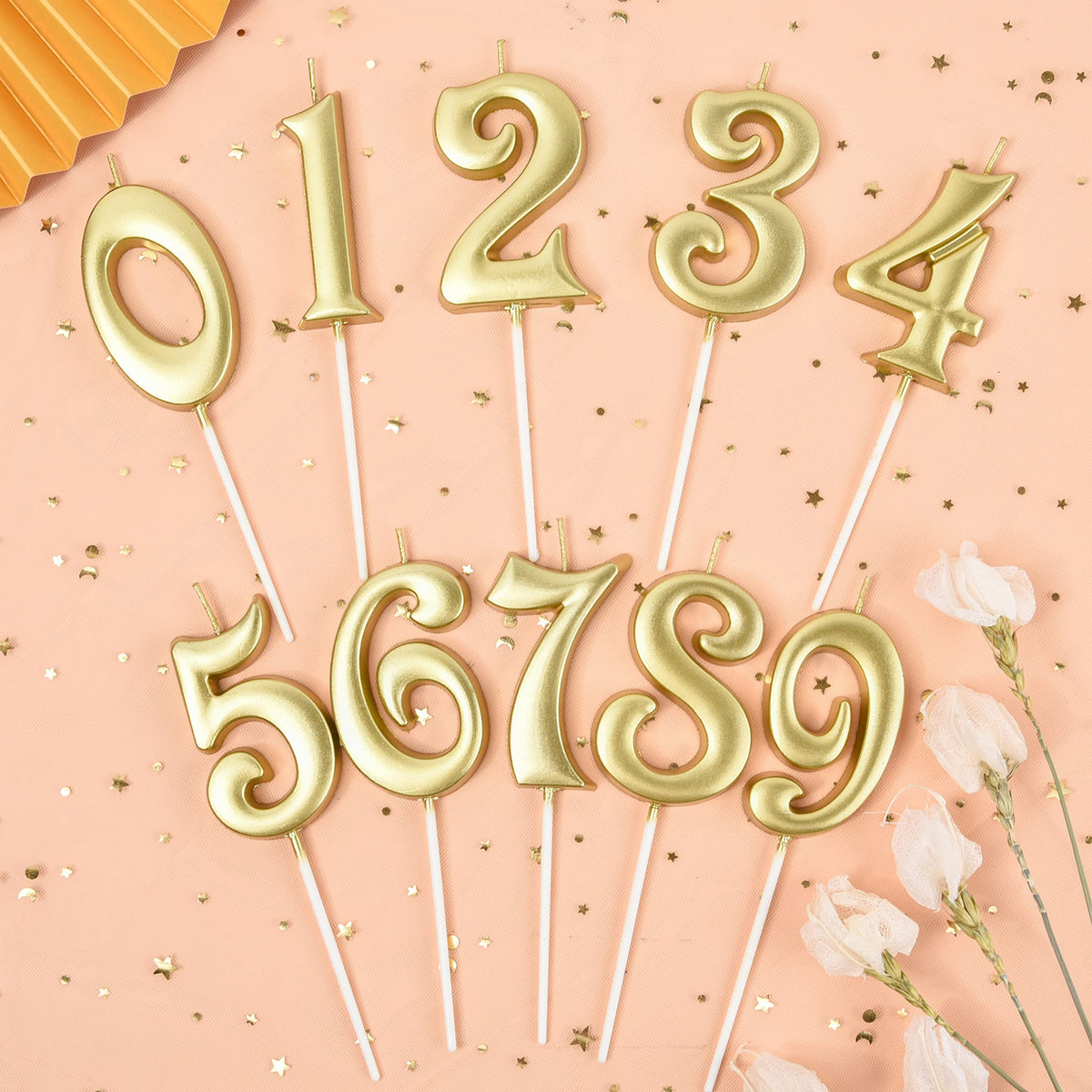 PHD CAKE 2.76 Inch Elegant Gold 1 Number Birthday Candles, Gold Number Candles, Cake Number