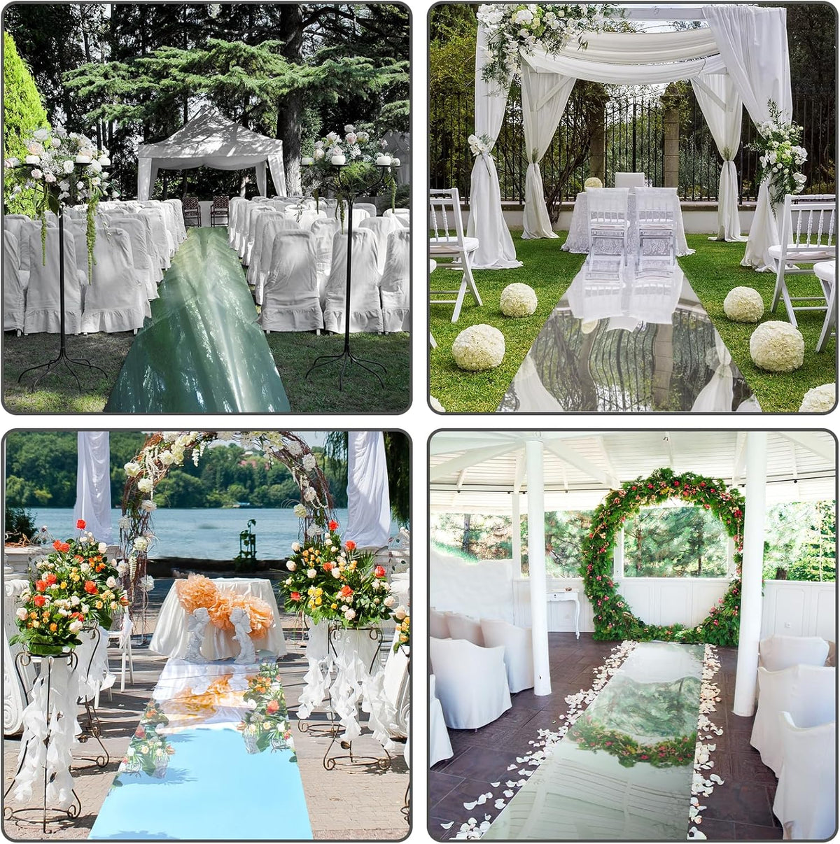 3.3 x 98.4 ft Mirror Rug Aisle Runner for Wedding Ceremony Double Sided Reflective Carpet Aisle