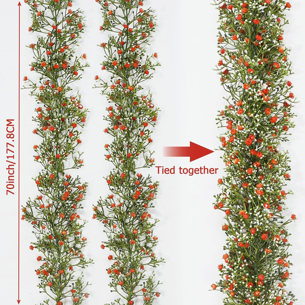 2 Pcs 5.8ft Artificial Baby Breath Flower Vines, Babys Breath Artificial Flowers Real Touch Faux