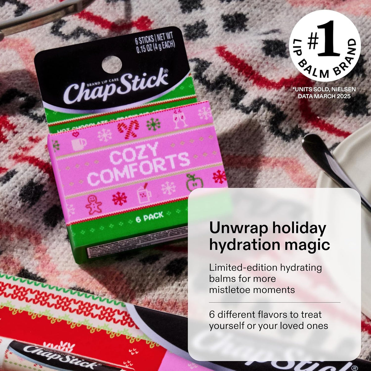 ChapStick Stocking Stuffers Cozy Comforts Lip Balm Holiday Gift Set, Moisturizing Daily Lip Care