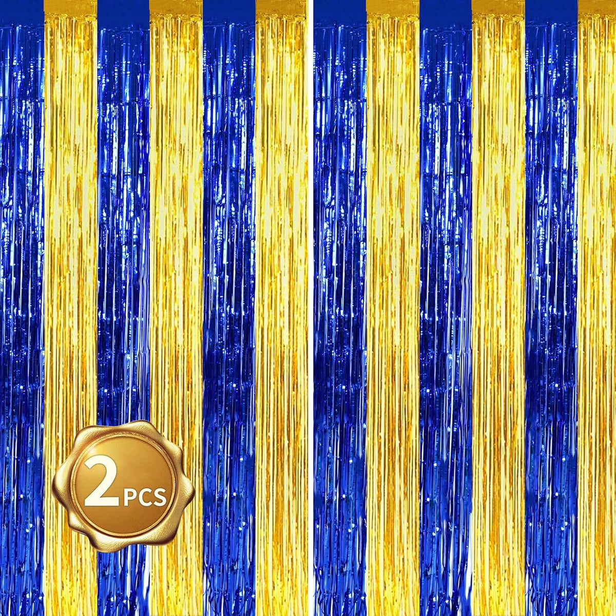 BEISHIDA 2Pcs Blue Gold Door Streamers Congrats Grade 2025 Decoration Backdrop Foil Fringe Tinsel