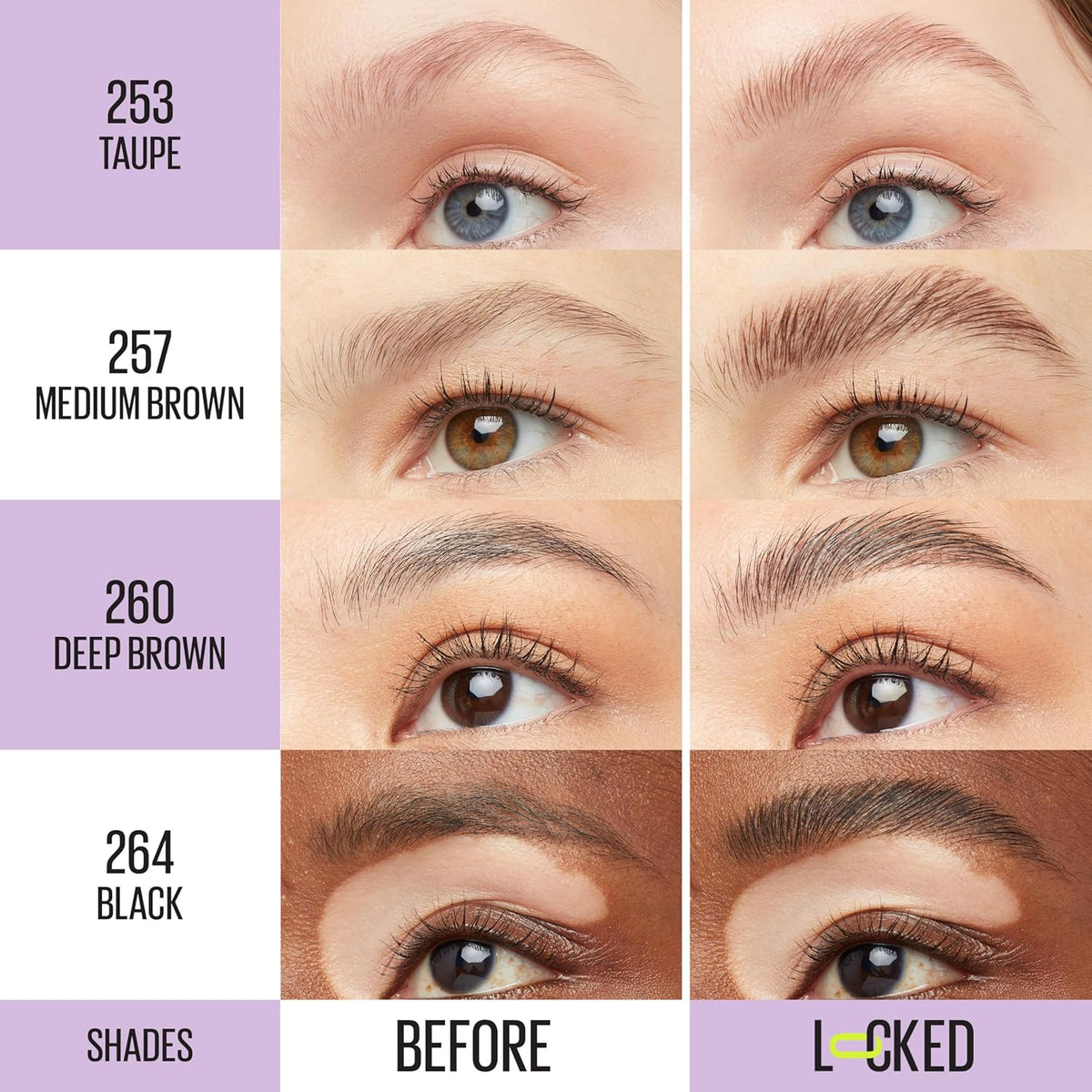 Maybelline Super Lock Brow Glue Eyebrow Gel, Lightweight and Waterproof Tinted Brow Gel For Up To