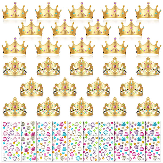 Yaomiao 66 Pieces Foam Princess Tiaras DIY Crowns Kids Party Favors Craft Crystal Diamond Sticker