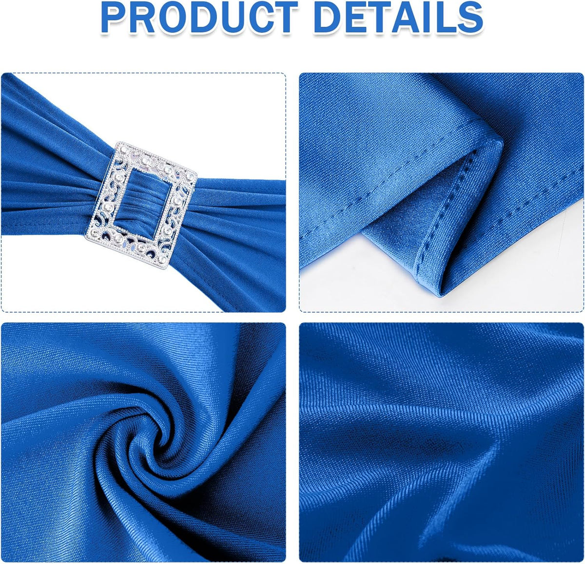 Joccun 120 PCS Spandex Chair Sashes Bows Stretch Chair Cover Band with Buckle Slider Universal