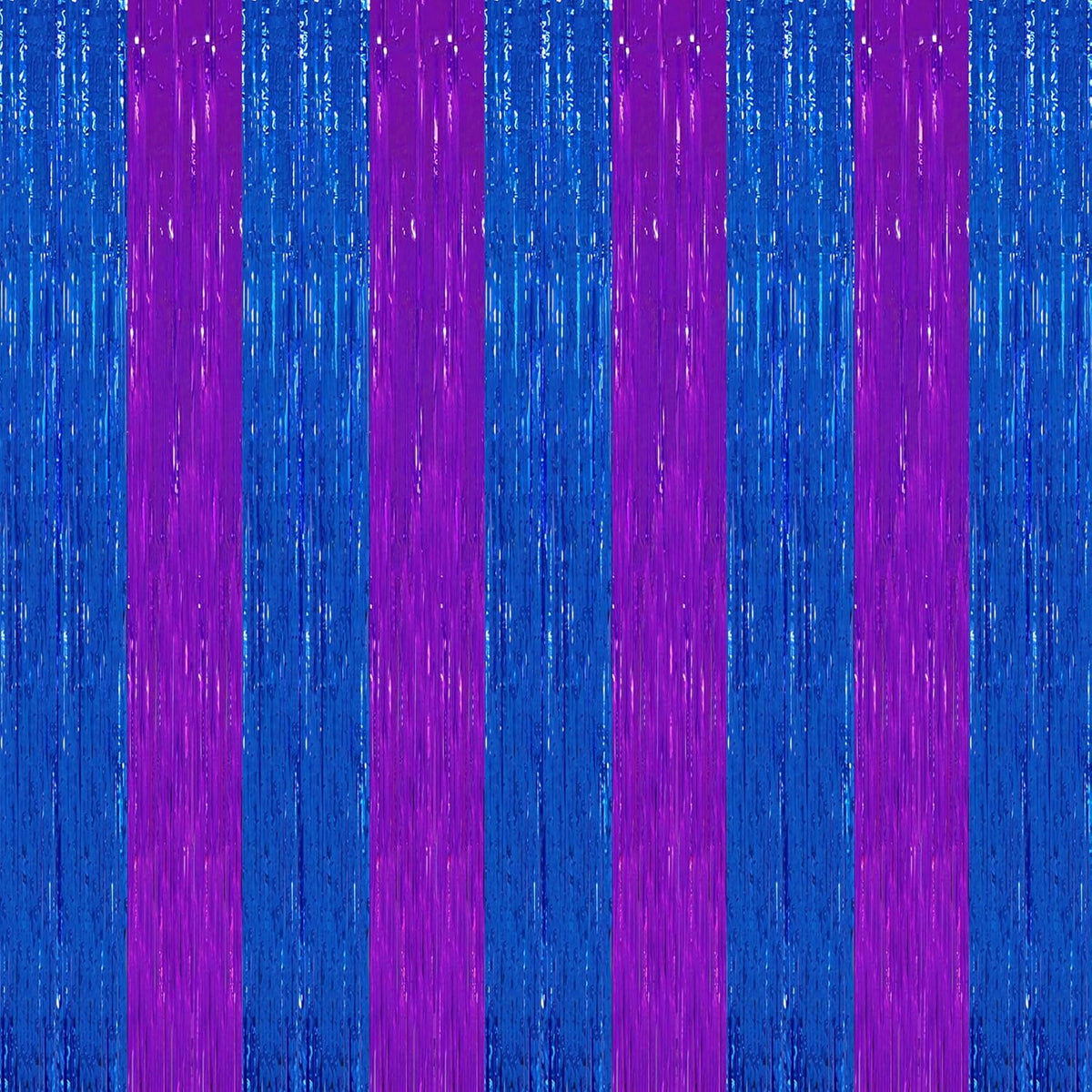 TONIFUL 2Pcs Blue Purple Door Streamers,Green Photo Booth Backdrop,Metallic Streamers Green Foil