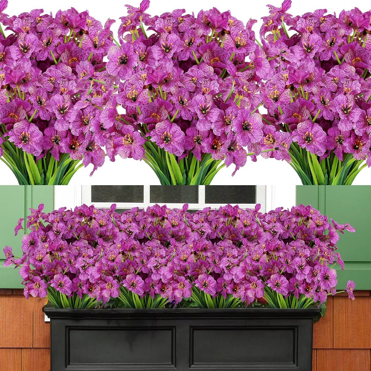 AmyHomie 20 Bundles Artificial Flowers for Outdoor Outside Spring Summer Decoration UV Resistant