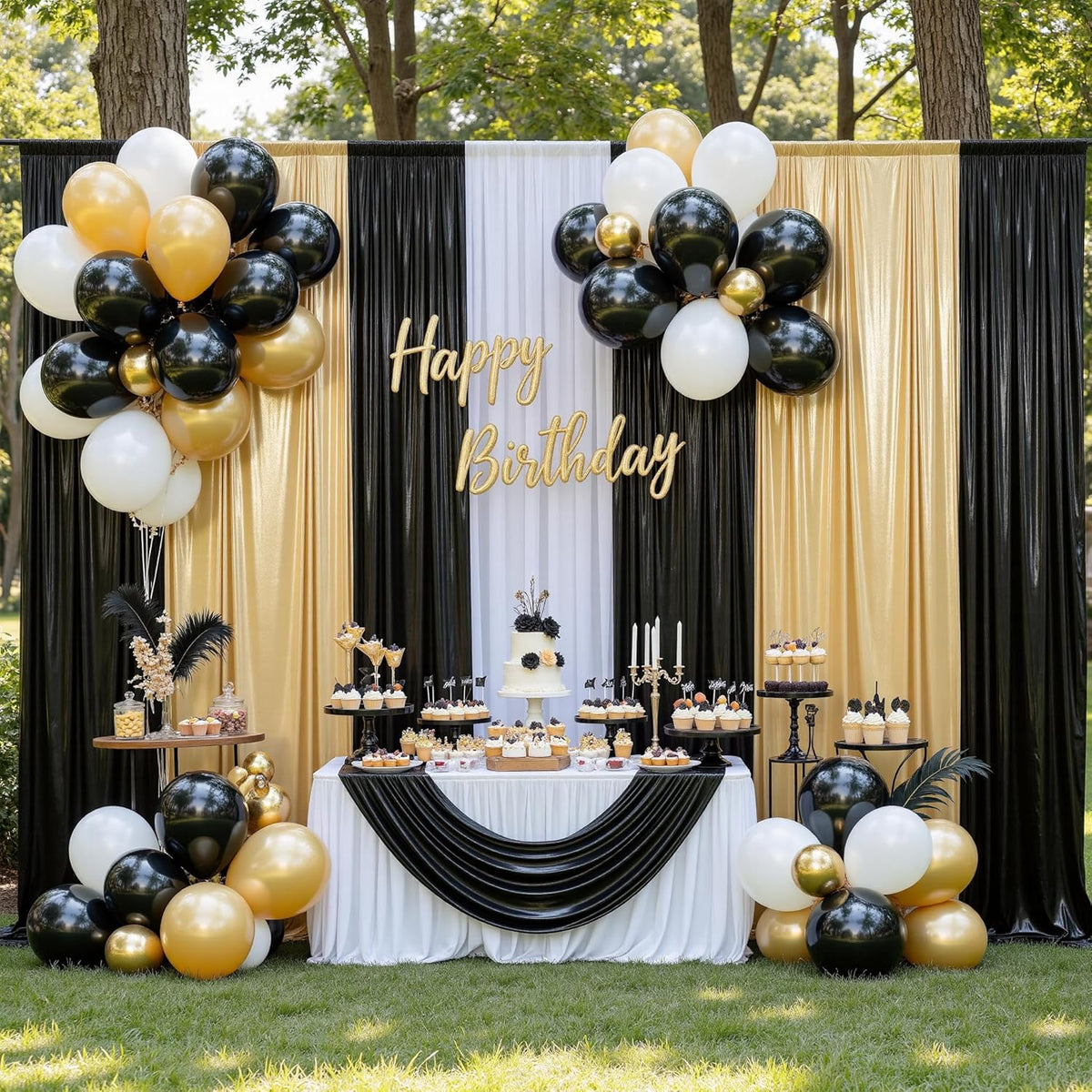 gogoparti 10x10FT Black Sequin Backdrop Curtain - 2 Panels of 5x10FT Wrinkle-Free Glitter Drapes