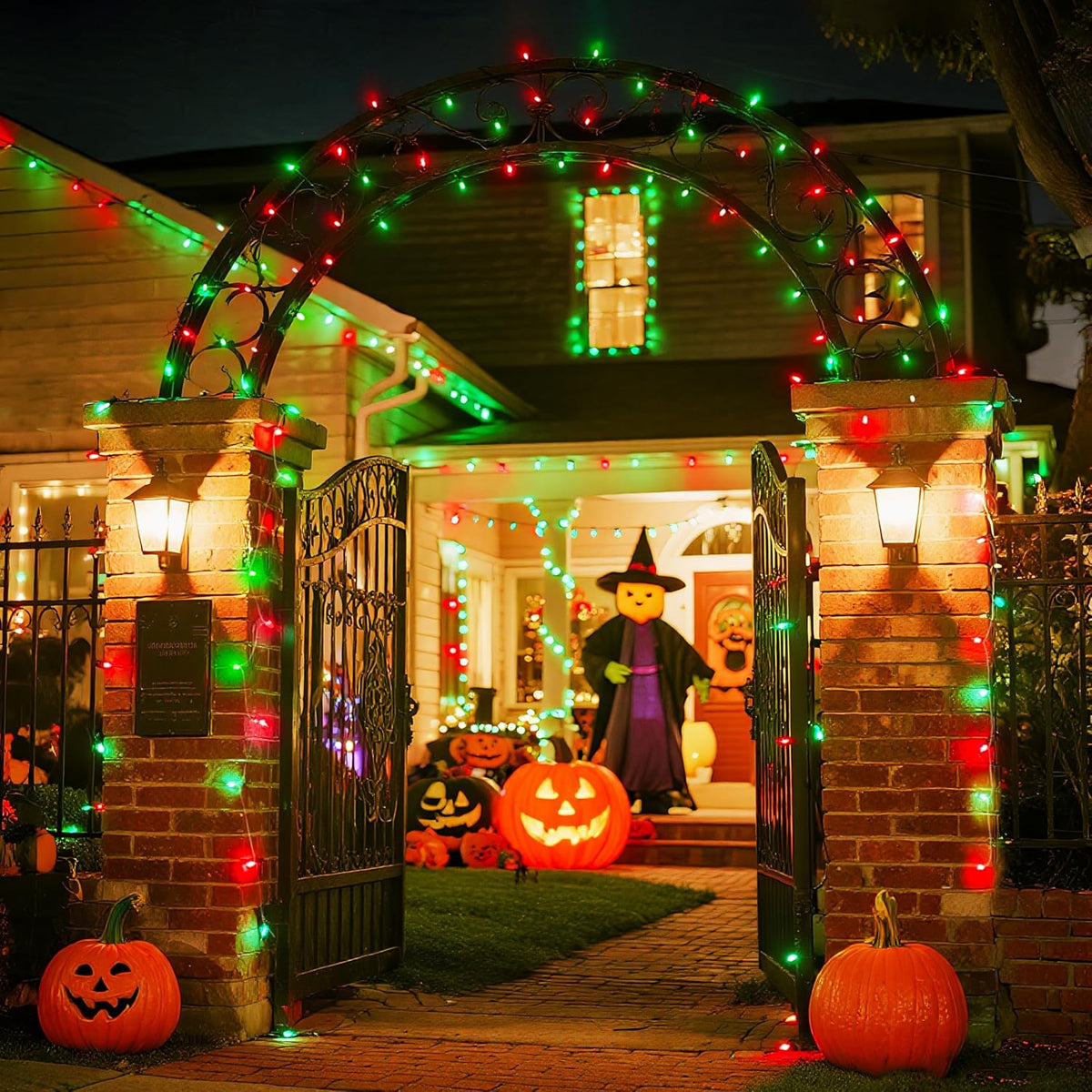 JMEXSUSS 168ft 600 LED Red to Green Halloween Lights Outdoor, Red Green Color Changing Christmas