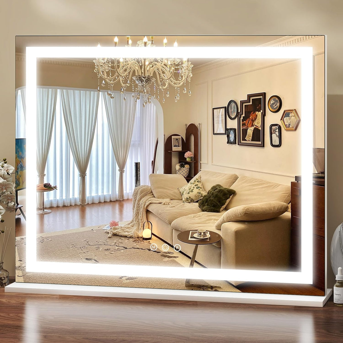 23x18 Inch Lighted Vanity Mirror, 3-Color Dimmable LED & Touch Control - Large Makeup Mirror for