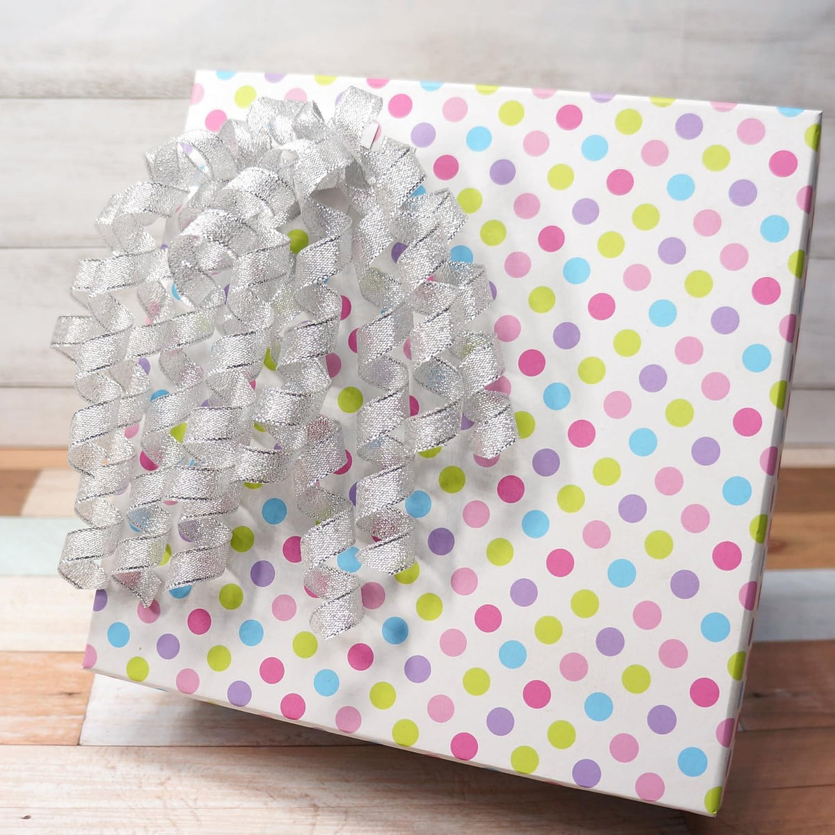 CT CRAFT LLC Silver Metallic Curly Ribbon Bow 6" Long x 6 Counts Gift Wrapping Pre-Tied